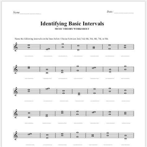 Music Theory Interval Worksheet
