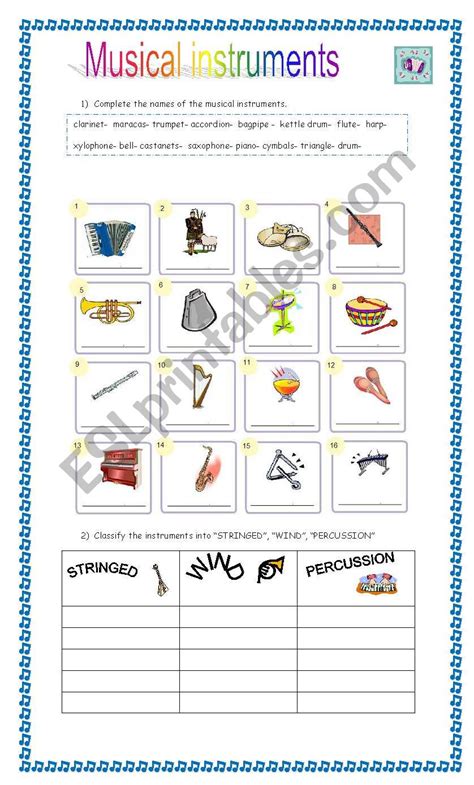 Musical instruments ESL worksheet by claudiafer