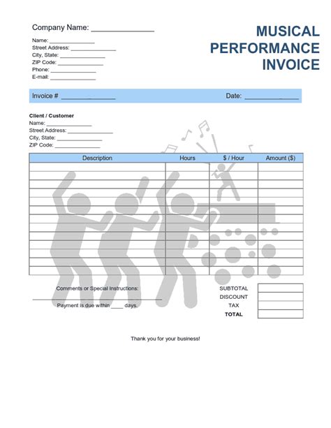 Musician Invoice Template Word