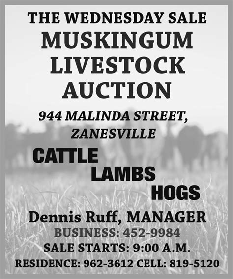 Contact the Muskingum County Extension office at 740-454-0144 or martin.2422@osu.edu with questions. ... 2021, at 7:00 PM, at the Muskingum Livestock Auction, Zanesville, OH. All producers selling beef for meat are encouraged to have BQA Certification. For more information about BQA in Ohio, .... 