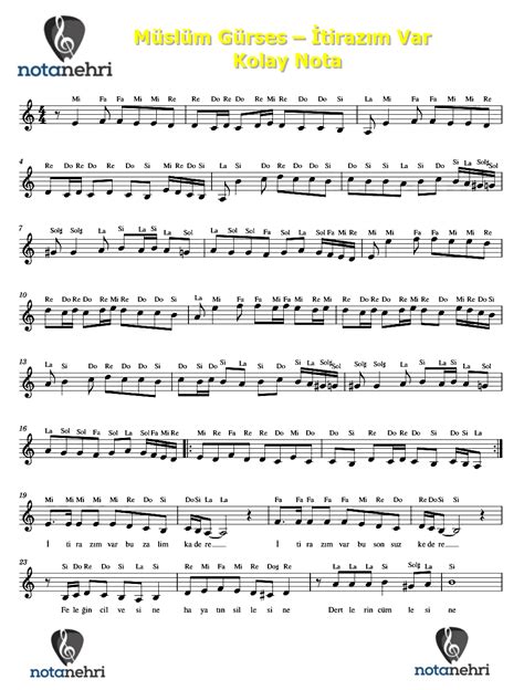Muslum-Gurses-–-Itirazim-Var-kolay-nota-1 Bağlama.