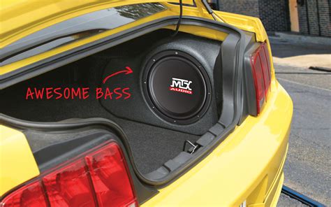 Mustang sub. 2018-2023 Mustang Subwoofer Removal Steps Step 1: Open Trunk. The subwoofer is located in the trunk, so pop the trunk and head to the back of your Mustang. Step 2: Remove Bottom Bolts. Unscrew the two 8 mm bolts at the base of the subwoofer. Put the bolts aside for reinstallation. Step 3: Remove Upper Bolts 