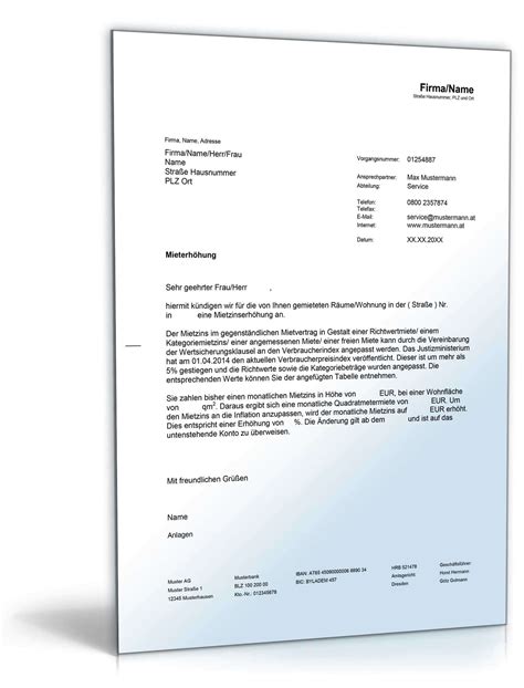 Musterschreiben indexanpassung