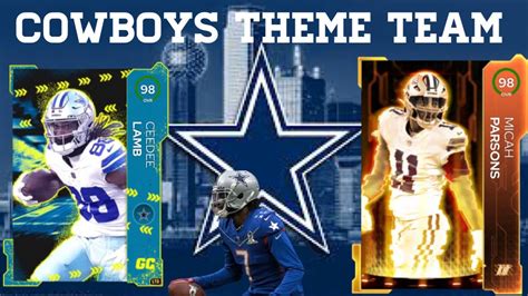 Mut 23 cowboys theme team. Dec 18, 2021 · The Cowboys are certainly on a roll this week as Tony Romo makes his MUT 22 debut today with the Legends Program. He will pair nicely on the Cowboys Theme Team with recently released wide receivers Zero Chill Michael Irvin and Stocking Stuffer CeeDee Lamb. Romo is a Field General QB with 82 SPD, 95 THP, 95 TUP, and 94 SAC-MAC-DAC ratings on his ... 