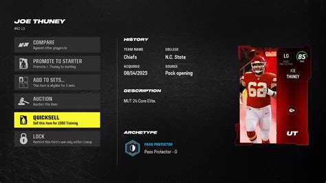 MUT.GG ability calculations are performed for the maximum upgrade tier and may not reflect the available abilities for the base player item. MUT.GG PRO Now Available! Check out the Ted Karras Core Set 80 item on Madden NFL 24 - Ratings, Prices and more!. 