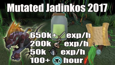 Mutated jadinko guards appear in the Jadinko Lair east of Shilo Village, on Karamja, and require a Slayer level of 86 to kill. They are popular for the whip vine drop, as they are the only monsters besides mutated jadinko males to drop it. Using bolas on it will cause it to attack you with the nearest jade roots. Mutated jadinko guards are considerably more dangerous than their combat level ...