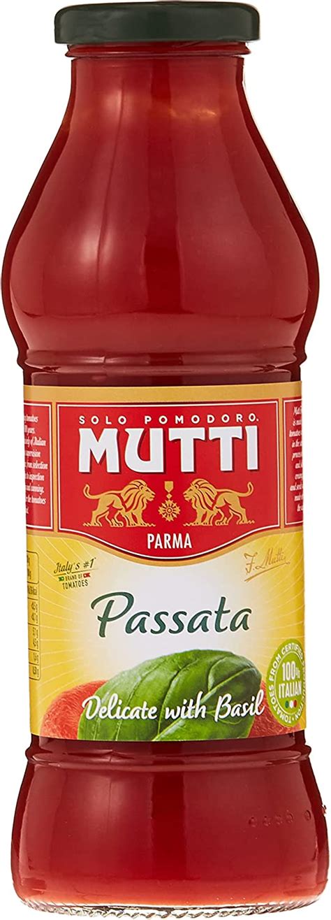 Mutti Tomato Puree With Fresh Basil Glass Bottle, 400 G (Pack …