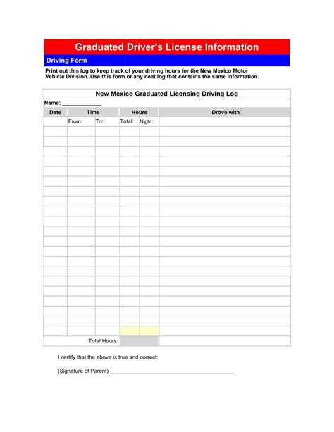Mva Driving Log Printable