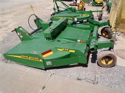  Model: MX8. John Deere, MX8 Rotary Cutter 8 foot cut Dual Spindle Semi Mount 2 pt. Stump Jumper Pans Hydraulic Cylinder Lift Laminated Tailwheels. Chain Deflectors, 540 PTO. $6,900 USD. Dover, DE, USA. Click to Request Images. View All Listings. Find out how much to pay for a John Deere MX8. Price and specification data for the based on data ... . 
