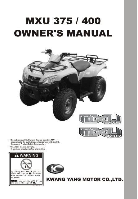 Mxu 375 400 owner s manual kymco. - 2005 chevy impala owners manual free.