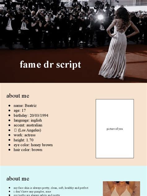 My Fame DR script Script in 2021 How to be outgoing, Script, Fame