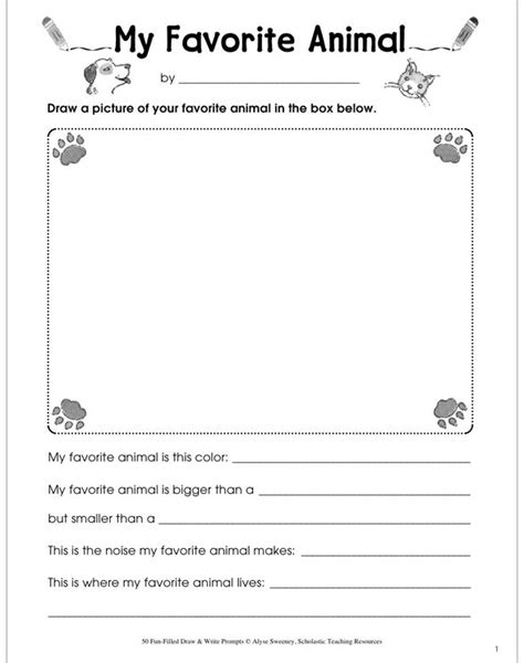 My Favorite Animal Worksheet Printable