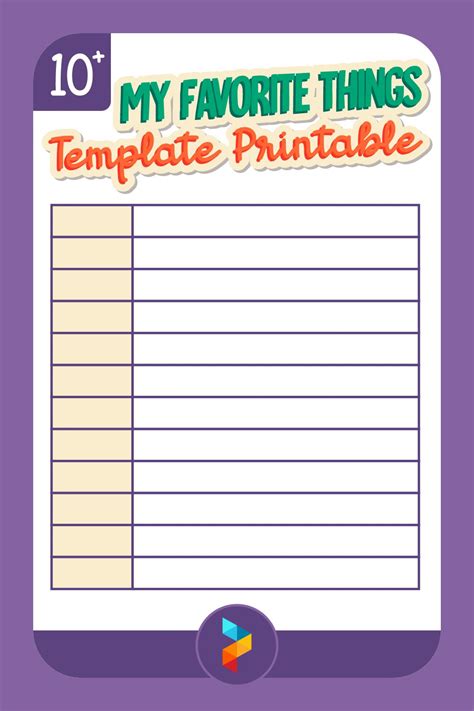 My Favorite Things List Template Awesome Design Layout Templates
