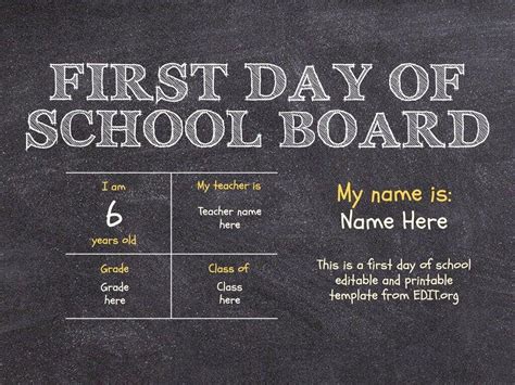 My First Day of School Template - Aussie Childcare …