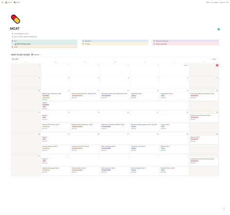 My MCAT Study Schedule Setup Notion