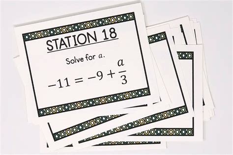 My Math Resources Two Step Equations with Integers Task Cards