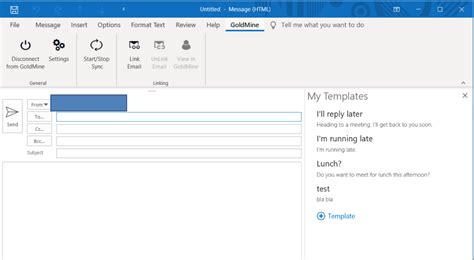 My Templates button in a Message Toolbar in Outlook unavailable when