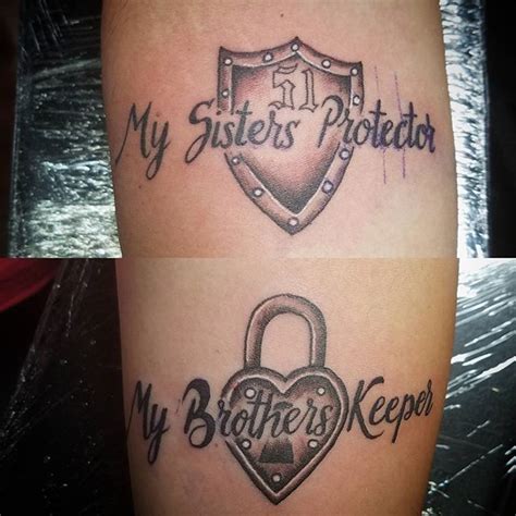 Jun 2, 2014 - Brother and sister tattoos "my brothers keeper" "my sisters protector" infinity tattoo design by Jacob at www.dzul.com. 