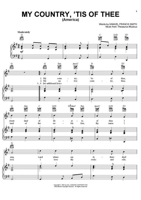 My country tis of thee piano. Download and print in PDF or MIDI free sheet music for My Country Tis Of Thee by Misc Traditional arranged by Avner Dorman for Piano (Solo) My country tis of thee - Misc Traditional My_Country_Tis_of_Thee_Horns - Full score - 03 Example B11 Second phrase Voices.musicxml Sheet music for Piano (Solo) | Musescore.com 