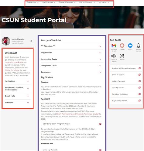 CSUN Portal - submit the documents by logging on