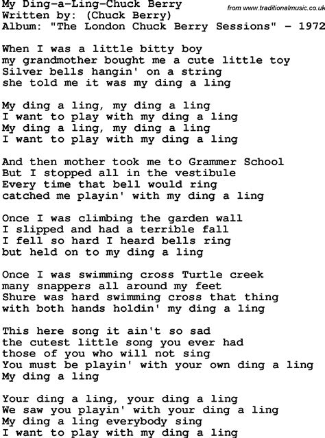 My ding a ling lyrics. Things To Know About My ding a ling lyrics. 