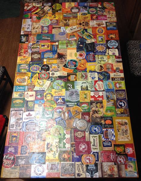 My girlfriend and I stuck craft beer labels to a table for over a year ...