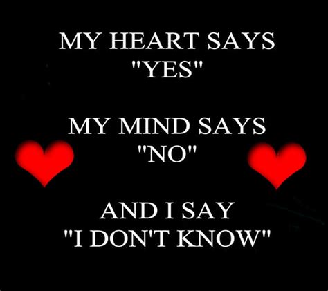 My heart says yes my head says no my feet says stay but my …