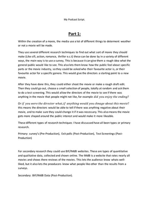 My podcast script