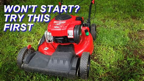 May 9, 2023 · A Troy-Bilt mower won’t start when there is a fuel restriction due to clogged filters and fuel lines, a dirty carburetor, a bad gas cap, a bad battery, a faulty spark plug, a bad switch, a bad ignition switch, or starter solenoid. Keep reading for additional items that cause a starting problem. 