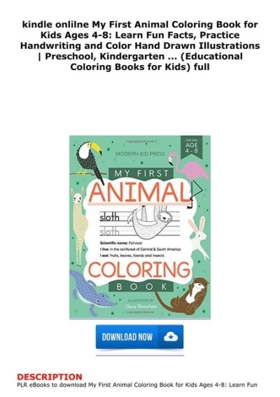 Read My First Animal Coloring Book For Kids Ages 48 Learn Fun Facts Practice Handwriting And Color Hand Drawn Illustrations  Preschool Kindergarten  Educational Coloring Books For Kids By Modern Kid Press