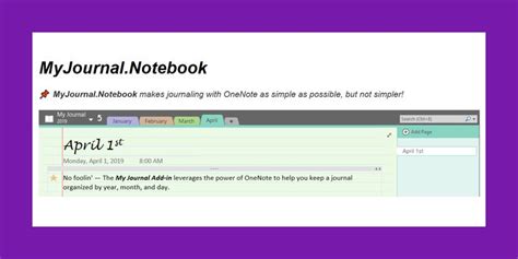 MyJournal.Notebook Add-In for OneNote: Journaling Made Easy