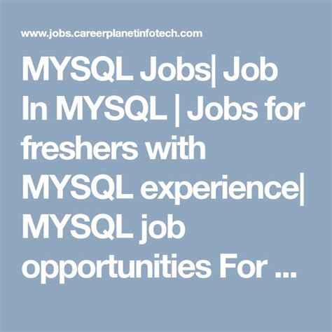 MySQL Jobs freshers.jobs