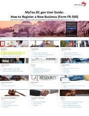 MyTax.DC.gov User Guide: How to Register a New Business …