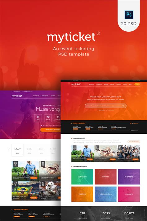 MyTicket An Event Ticketing PSD Creative Website Templates