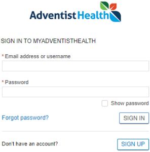 Myadventisthealth portal.org. Account technical support is here for you. Monday to Thursday: 8 am to 8 pm (EST) Friday: 8 am to 5 pm (EST) Saturday to Sunday: 9 am to 6 pm (EST) Closed on holidays. Call Now: 855-238-8791. Complete our web form and an AdventHealth technical support team member will contact you shortly. 