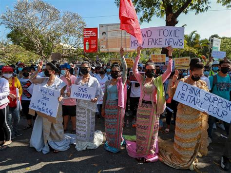 Myanmar protesters urge China to condemn coup.