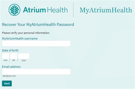 If you have a credit freeze, please contact the MyAtriumHealth Support team at 855-799-0044, Monday – Friday from 8am – 5pm. Contact the MyAtriumHealth Support team at 855-799-0044 or MyAtriumHealth@atriumhealth.org with questions. First, we need to collect some information about the patient.. 