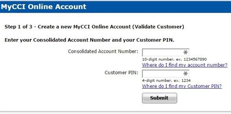 Mycciaccount. Account Information. Please provide the following information so we can identify your account. Billing account number. (Locate) Customer PIN. (Locate) 