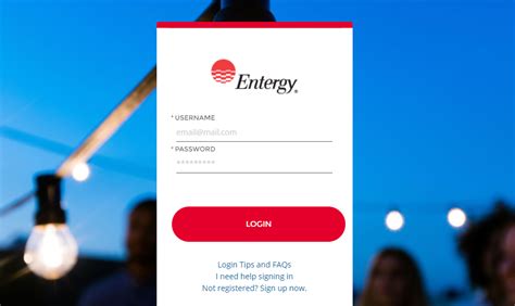 Myentergy account login. Login. *username. *password. Login. Login Tips and FAQs. I need help signing in. Not registered? Sign up now. 