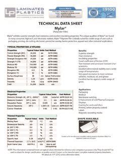 Mylar® Technical Data Sheets