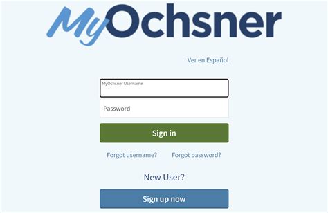 Myochsner org. Sign On Username Password 