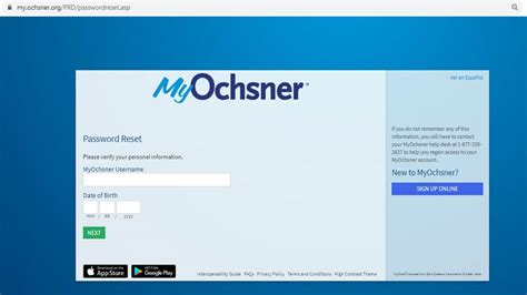 Download the MyOchsner Mobile App today! Make an appointment, check your results and more. ... Password. Forgot username? Forgot password? New User? Sign up now.. 