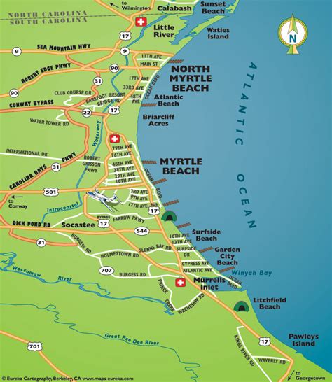 Myrtle beach sc map. With a few simple selections, you'll be able to explore over 600 public access points along South Carolina's Atlantic shoreline. Additionally, Beach Guides provides access to water quality information associated with monitoring stations along the coast. Simple water quality classification descriptions are provided in the application legend. 