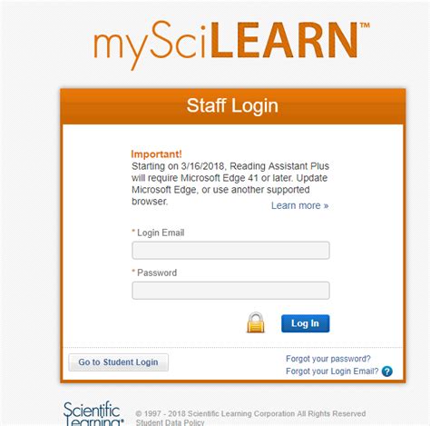 MySciLEARN - Login. https://my.scilearn.com. Latest check: 1 month ago. This website is safe and with a generally positive reputation. Domain info ... My Scilearn Student Login - Scientific Learning .... 