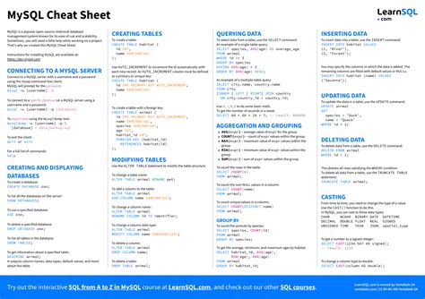 Mysql commands cheat sheet.  Whether you're learning MySQL for the first t...