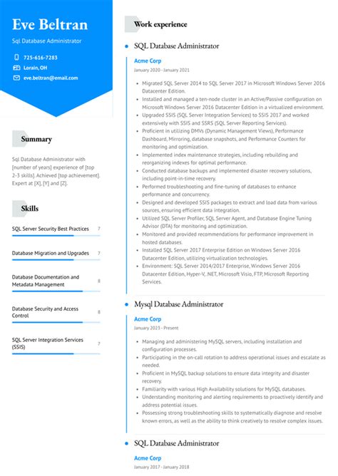 Mysql database administrator resume.  Below you'll find our how-to sect...