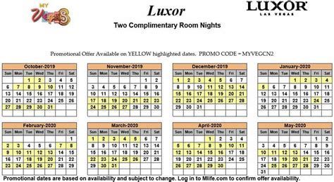 Myvegas Complimentary Room Calendar 2022