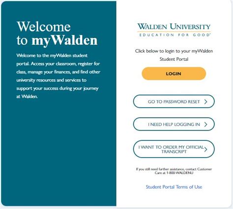 Please reach out to Customer Care via the Live Chat option in your portal 24/7 if you have any questions. . Mywaldenuedu