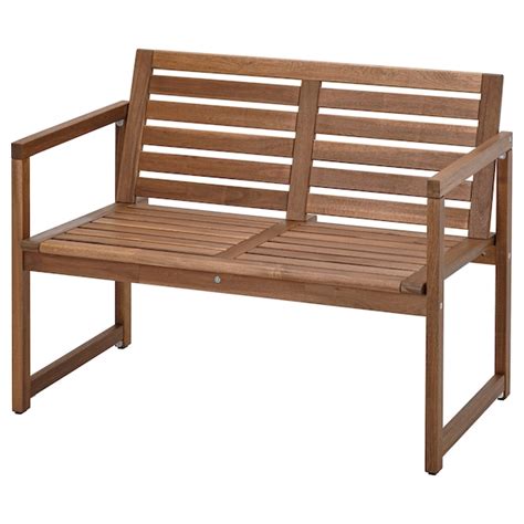 NÄMMARÖ Bench with backrest, outdoor, light brown stained - IKEA