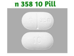 The white oblong pill with the imprint n 358 10 has been identified as containing 325 mg Acetaminophen and 10 mg Hydrocodone Bitartrate. It is supplied by Novel Laboratories. Acetaminophen and hydrocodone is a combination medicine used to relieve moderate to severe pain. n358 pill may also be used for purposes not listed in this medication guide.. 